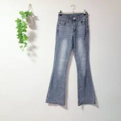 ［GRL］フレアデニム(S)/綿使用✨ トレンド 細見え 美脚