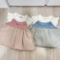 petit mainフリルチュニック ピンク90㎝ブルー80㎝　2点セットまとめ