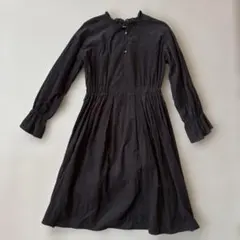 ehka sopo コーデュロイ スタンドフリル衿 ワンピース 綿100% M