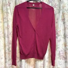 ユニクロ　ライト　Vネック　カーデガン　Mサイズ　ピンク