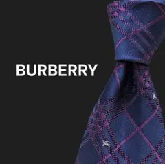 ★美品★BURBERRY　バーバリー　ネクタイ　ホースロゴ　パープル　チェックのサムネイル