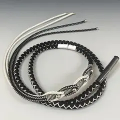 新品未使用品　振袖正絹帯締めパーツ付き　黒/シルバー
