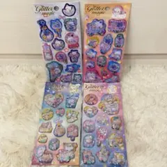 グリッターステッカー 4枚セット ぷっくり 立体 キラキラ ウォーターシール