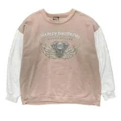 古着 USA製 90S ハーレーダビッドソン ヴィンテージ スウェット 袖切替