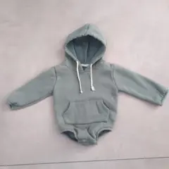 フード付きロンパース ミントグリーン80　もちもち　裏起毛　韓国子供服