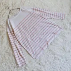 『AIGLE』 エーグル (L) クルーネックボーダーカットソー サイドスリット