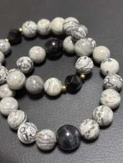 ピカソジャスパー　オニキス　ブルータイガーアイ　ペアブレス　パワーストーンブレス