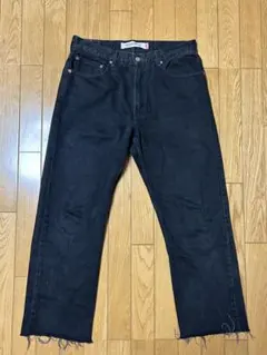 Levi’s 505 ブラックデニム W34 L30カットオフ フェード