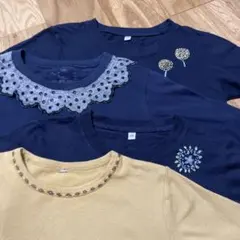 無印 長袖カットソー4着 ハンドメイド刺繍入り130 ＋ 長袖カットソー140