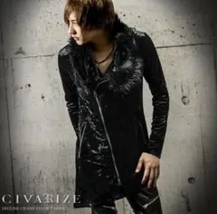 civarize V系 ライダース ジレ ロック ドレープ ブラック ベスト