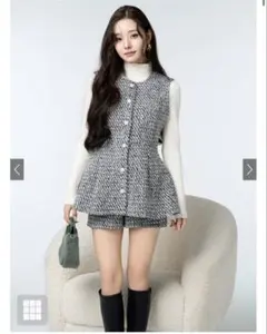 【新品未使用】GRL フリージアツイードベスト＆ショートパンツセットアップ