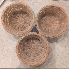 ラタン　 円形バスケット 3個セット