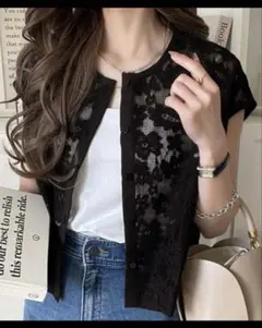 classicalelf メッシュレーストップス　ブラック / LARGE