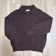 しまむら ブラウン ポロネック ニット セーター