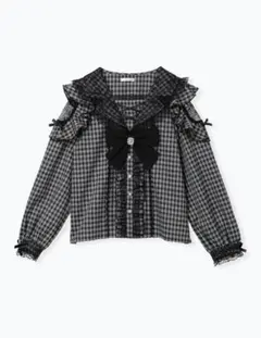 NOEMIE 長袖 チェック柄 ブラウス リボン レディース服 地雷系 