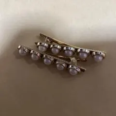 パール付きゴールドヘアクリップ2個セット