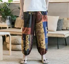 エスニック ワイド パンツ サルエル アラジンパンツ コットンリネンのサムネイル