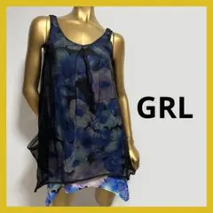新品タグ付き GRL 花柄 サイドポケット付き ノースリーブ トップス ブルー
