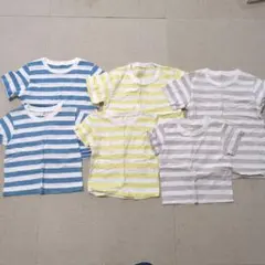 キッズ 無印良品　半袖Tシャツ6枚セット ボーダー　お揃い110 120 80のサムネイル