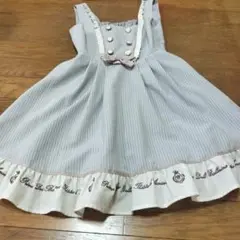 美品！アマベル　英字刺繍入りジャンスカ　水色　サックス