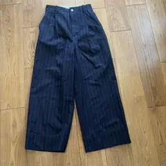 GU ✖️ビューティフルピープル　ストライプ ワイドパンツ ネイビー