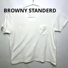 BROWNY STANDERDホワイト Vネック Tシャツ ポケット付きのサムネイル