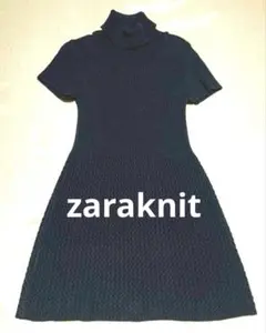ZARAknit ニット ワンピース ミニ 黒 ブラック 半袖ワンピース