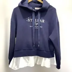 メゾピアノ　ジュニア　フリル付きスウェット　ネイビー　L.160㎝