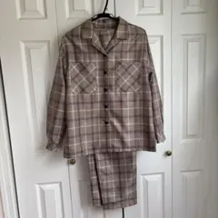 グレイル　ブラウンチェック シャツパンツセットアップ
