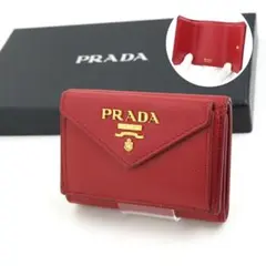 ✨Sランク✨　PRADA ミニ財布　サフィアーノレザー　エンベロープ　レッド