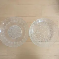 昭和レトロ【カメイガラス】梨地大皿　花柄大皿