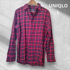 ユニクロ　オーセンティックフランネル　ネルシャツ　長袖　チェック柄　L