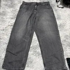 グレー ワイドデニムパンツ