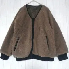 ARCHVES リバーシブル ボア もふもふ ブルゾン M 茶色