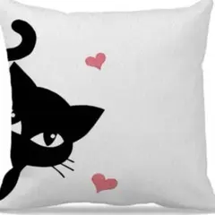クッションカバー 猫　黒猫　45×45 インテリア　かわいい　ハート