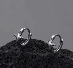 新品未使用　シルバーピアス　星　スター　 フープピアス　メンズ　ステンレス