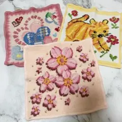 フェイラー ピンク系ハンカチ まとめ売り 3枚 ハート 花柄 虎