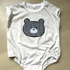 ベージュ クマ刺繍ロンパース サイズ 70