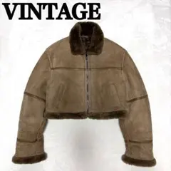 Vintage ムートンジャケット 短丈 クロップド Y2K ボンバー 羊革