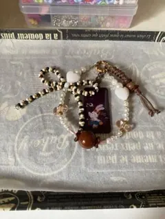 ハンドメイド ウサギイラスト ストラップ