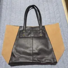 レザーコンビトートバッグ 黒とベージュ
