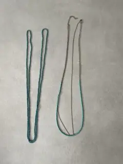 2本セット ロング ターコイズブルー ビーズネックレス 爽やか　リゾートにも