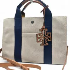 【極美品】トリーバーチ 2way ショルダーバッグ キャンバス 人気 ロゴ