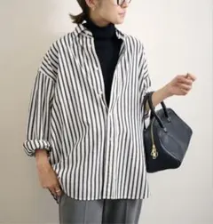 フレイムワーク コットンストライプレギュラーカラーシャツ