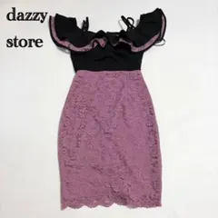 dazzy store オフショルダー ミニワンピ フリル レース 花柄