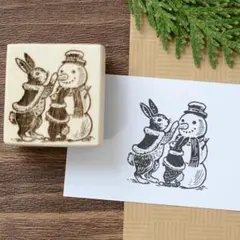 スタンプ＊うさぎとスノーマン｜オリジナル はんこ