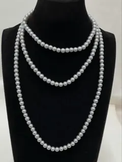 50.288【ネックレス】ロング　ヴィンテージ　アンティーク　グレーパール