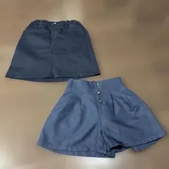 ２点セット GU コムサ ネイビー ショートパンツ スカート 120
