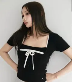 トップス andmary Natalie ribbon set Black 新品未使用 AND MARY Natalie ribbon set Black - メルカリ