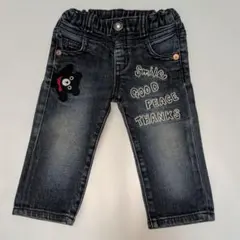 80★ミキハウスダブルB★くろくまアップリケ付きデニムパンツ★